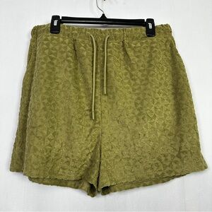 Avec Les Filles Shorts Anthropology Textured Terry Cloth Olive Large Stretch